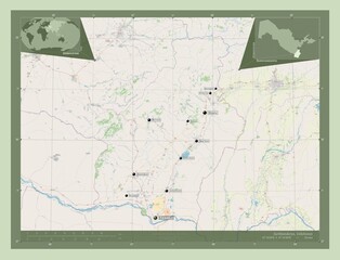 Surkhandarya, Uzbekistan. OSM. Labelled points of cities