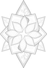 Decorative Doodle flowers in black and white for coloring book, cover or background. Hand drawn sketch for adult anti stress coloring page.-vector
