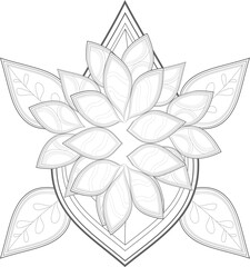 Decorative Doodle flowers in black and white for coloring book, cover or background. Hand drawn sketch for adult anti stress coloring page.-vector