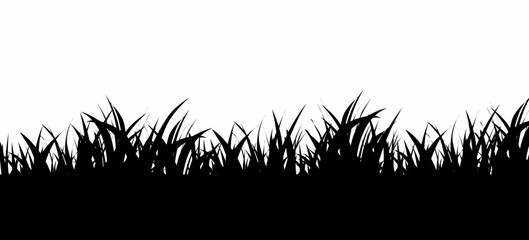 Grass Seamless Silhouette Horizon Background Template Vector Illustration