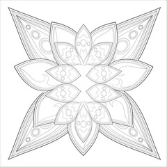Decorative Doodle flowers in black and white for coloring book, cover or background. Hand drawn sketch for adult anti stress coloring page.-vector