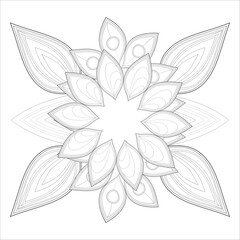 Decorative Doodle flowers in black and white for coloring book, cover or background. Hand drawn sketch for adult anti stress coloring page.-vector