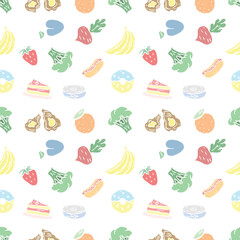 Seamless pattern with food icons. doodle food pattern. Food background