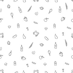 Seamless pattern with food icons. doodle food pattern. Food background