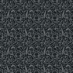 Seamless pattern with food icons. doodle food pattern. Food background