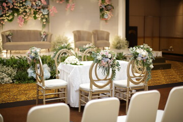 Fototapeta na wymiar wedding ceremony decoration, very beautiful with colorful flower decorations
