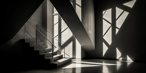Light and shadow in architecture and interior. Generative AI