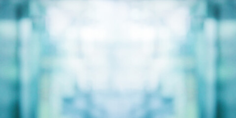 Abstract blur soft focus blue color interior of modern workplace, design concept.