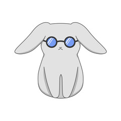メガネをかけた灰色のウサギ