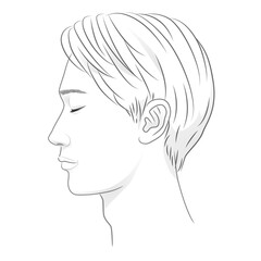 目を閉じた若い男性の横顔