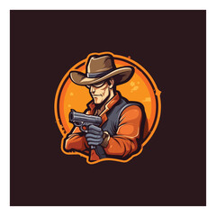Cowboy with Guns Graphic Mascot