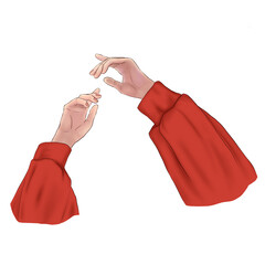 hands illustration with red clothes