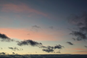 Colorful cloudy twilight beautiful sky cityscape sunset and morning sunrise. Dramatic evening night early morning view. Panoramic nature background concept. Copy space for text. World environment day