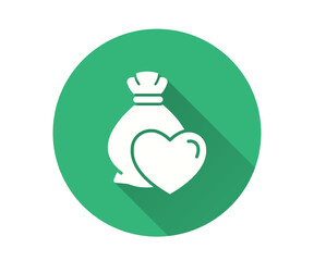 Food bank icon. Simple illustration with long shadow for graphic and web design.