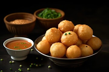 Pani puri gol gappa fuchka original Indian street food, Generative AI