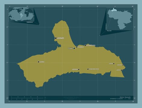 Falcon, Venezuela. Solid. Labelled points of cities