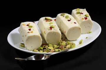 Homemade Kulfi Ice cream, Indian authentic dessert, sweet milk ice cream, Generative AI