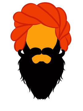 Rajasthani man concept flat illustration wearing safa