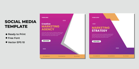 Set of Editable minimal square banner template. Suitable for social media post and web internet ads. Vector illustration with photo college