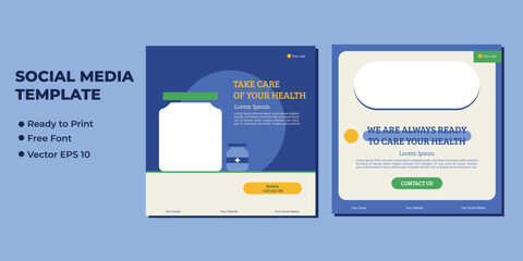 Medical Social Media Post Template, Healthcare Social Media Banner Template, Healthcare post social media banner ad, Medical and healthcare social media post template