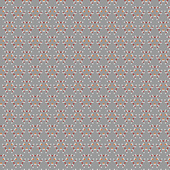 Abstract geometric fabric seamless pattern Small white, orange and red polka dots on a light gray background