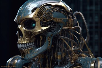 Obraz na płótnie Canvas Terminating Machines: A Futuristic Nours Robot with a Skull-Faced Stealth Armor 5