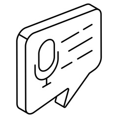 Audio chat icon, flat vector 