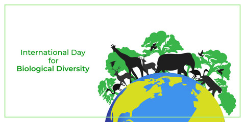 Vector illustration for International Day for Biological Diversity 22 May social media story feed mockup template post