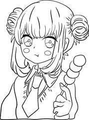 Enjoy coloring this cute and charming anime girl silhouette for your next coloring adventure. Perfect for kids and adults alike, this black-and-white coloring page will bring joy to anyone.