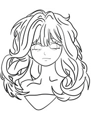 Enjoy coloring this cute and charming anime girl silhouette for your next coloring adventure. Perfect for kids and adults alike, this black-and-white coloring page will bring joy to anyone.