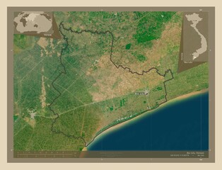 Bac Lieu, Vietnam. High-res satellite. Labelled points of cities