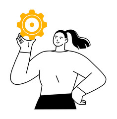 Woman holding a pinion in her hand