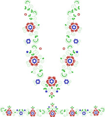 Neck Embroidery Designs.Floral pattern on collar, neck print. 
Abstract hand drawn floral ornament. Vector illustration.