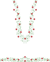 Neck Embroidery Designs.Floral pattern on collar, neck print. 
Abstract hand drawn floral ornament. Vector illustration.
