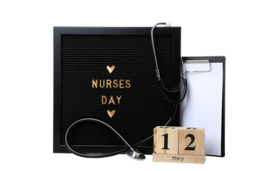 Composition for International nurse and doctor day, isolated on white background