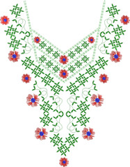 Neck Embroidery Designs.Floral pattern on collar, neck print. 
Abstract hand drawn floral ornament. Vector illustration.