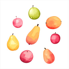 Watercolor Style Fruits with White Background 1