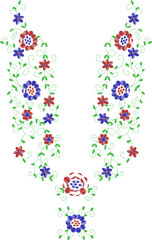 Neck Embroidery Designs.Floral pattern on collar, neck print. 
Abstract hand drawn floral ornament. Vector illustration.