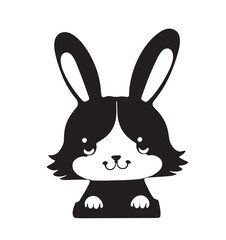 Coloring page of cute bunny on white background