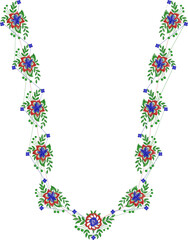 Neck Embroidery Designs.Floral pattern on collar, neck print. 
Abstract hand drawn floral ornament. Vector illustration.