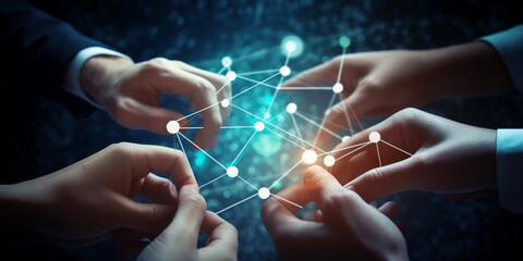 Fototapeta premium Concert of social connections and business team interaction. Generative AI