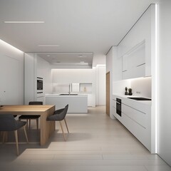 Naklejka na ściany i meble interior of a kitchen, modern, 3D render