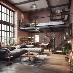 modern living room, 3D render