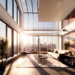 modern living room, 3D render