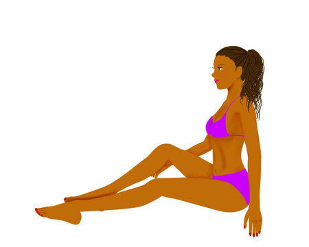 Tanned woman in bikini