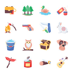 Pack of Hunting Accessories Flat Stickers 

