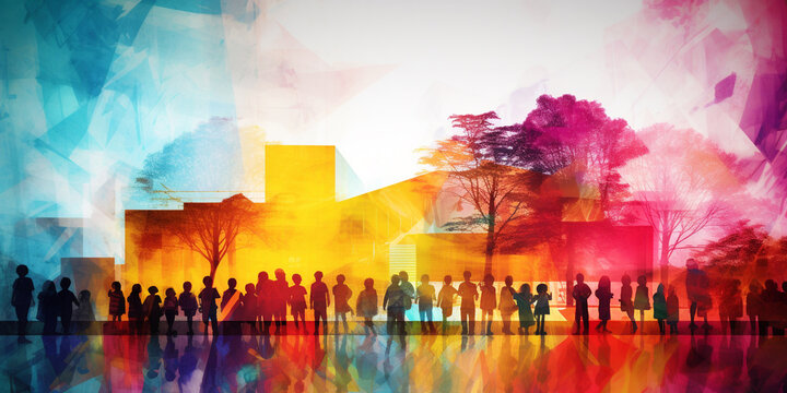Multiple exposure future of children study and education. Generative AI	