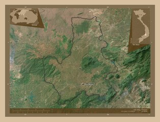 ak Nong, Vietnam. Low-res satellite. Labelled points of cities