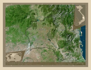 Gia Lai, Vietnam. High-res satellite. Labelled points of cities