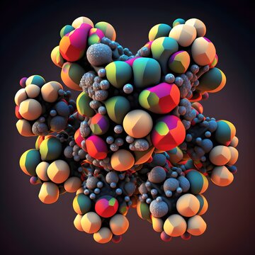 Electron Microscope Image Of Xylene Individual Atoms Surreal Colorized 